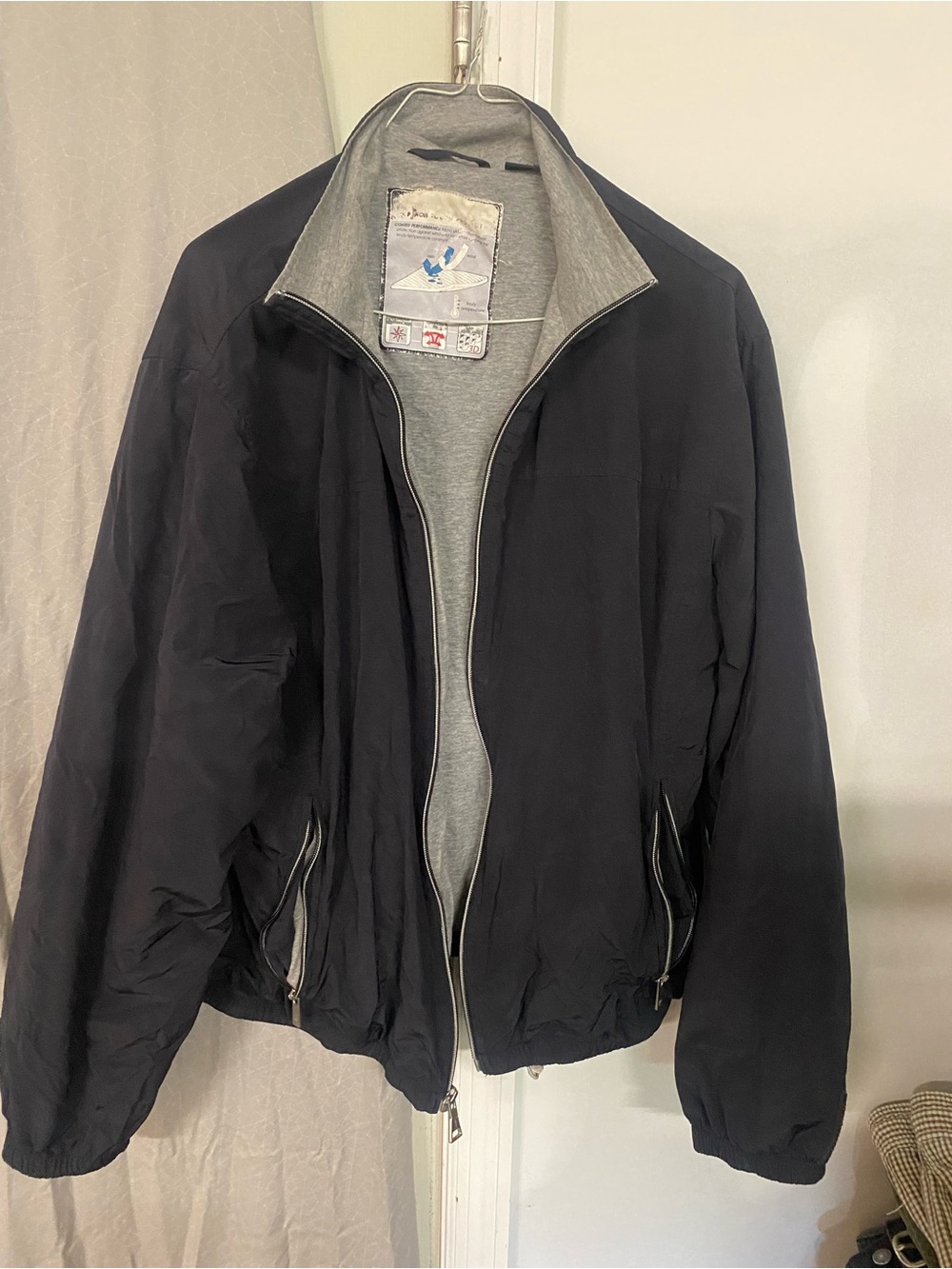 Men's Black Casual Zip-Front Jacket with Grey Lining